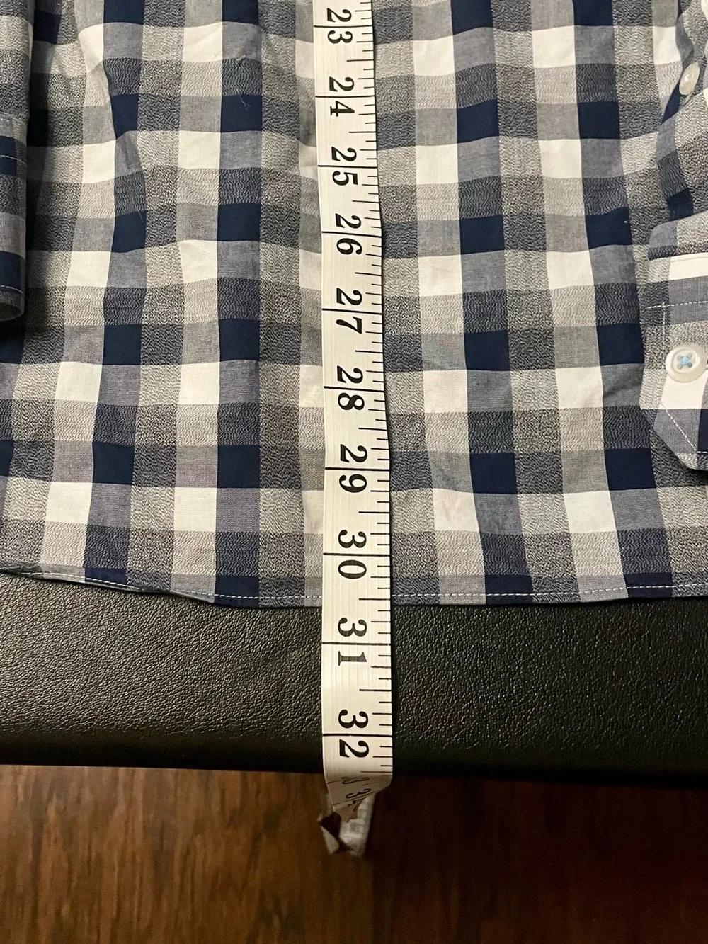 Banana Republic 100% Cotton Men's Blue Grey Plaid Button Down Long Sleeve Shirt